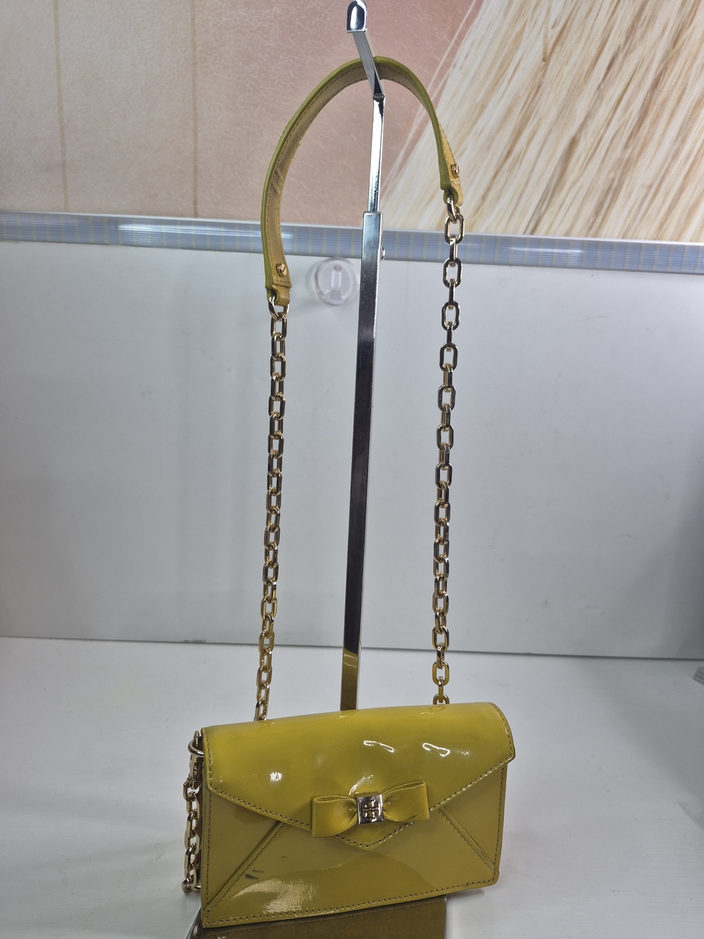 Tory Burch Patent Leather Yellow Bow Crossbody Bag